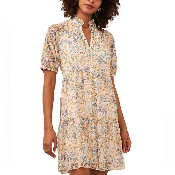 MSK Printed Tiered Babydoll Dress NWOT - Picture 1 of 13